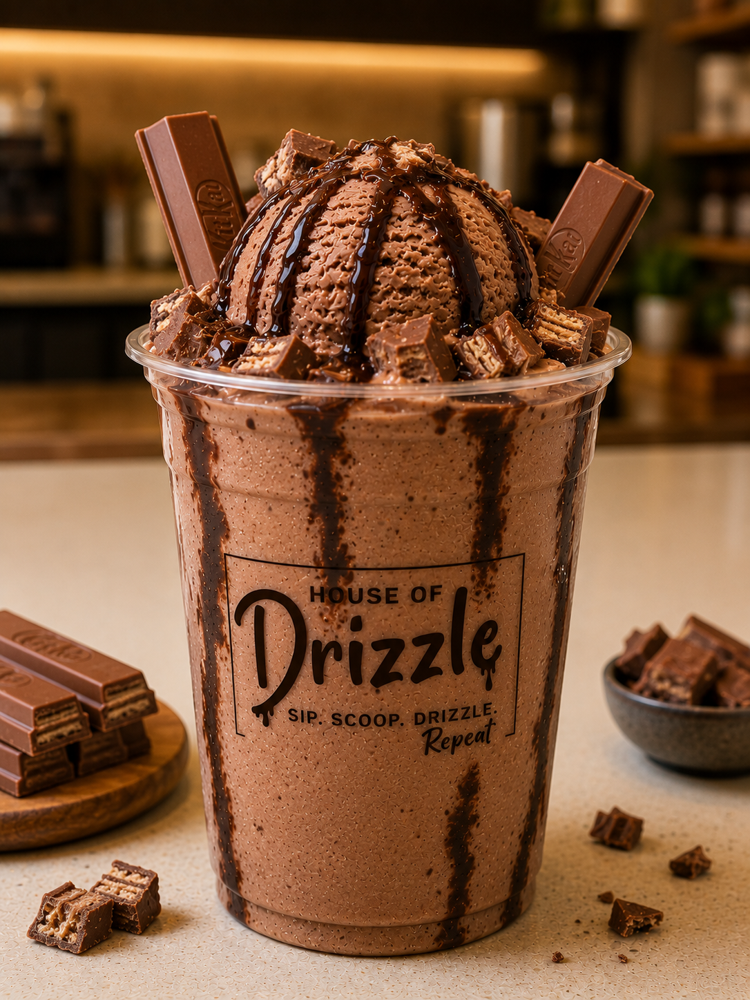KitKat thick shake blended with crushed KitKat