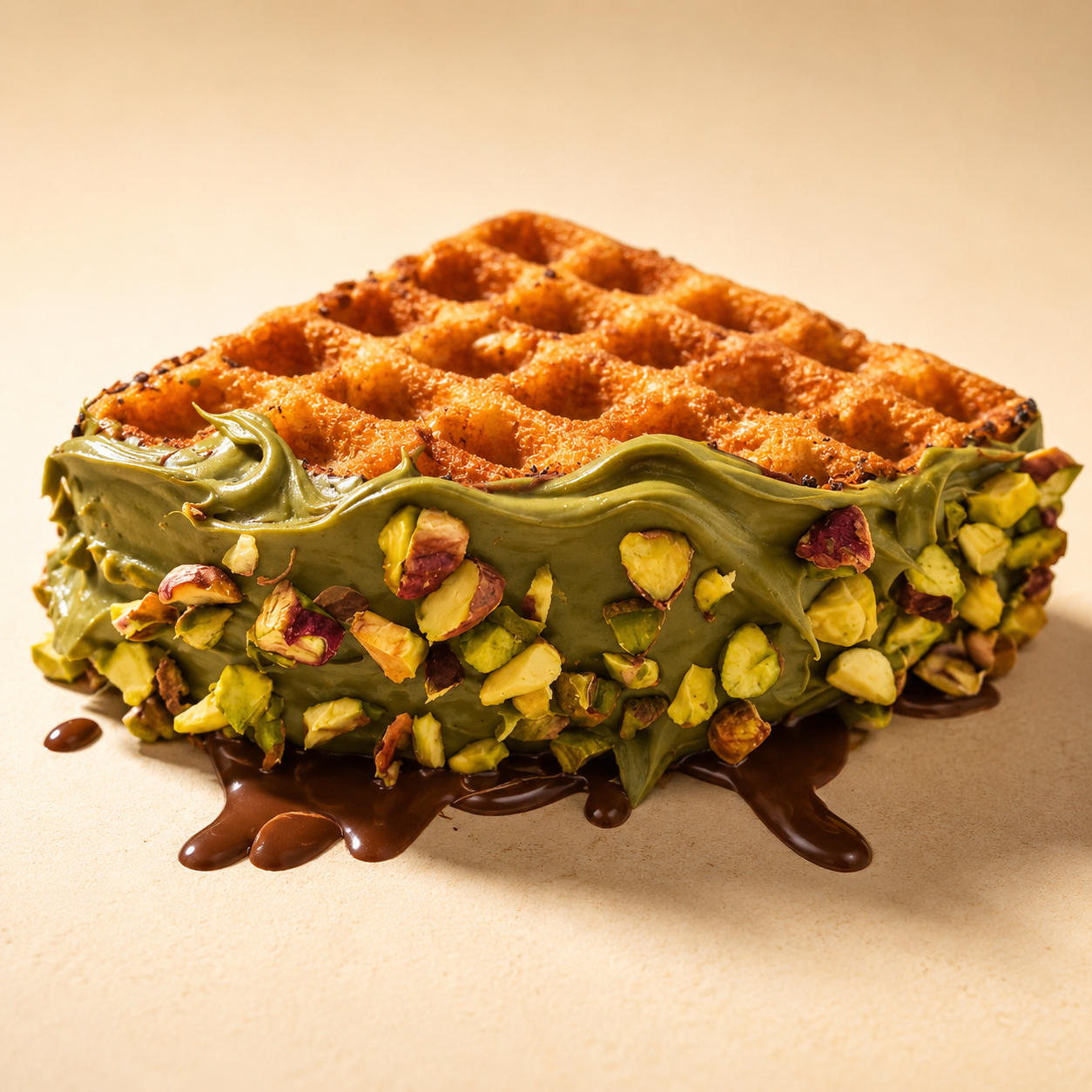 Pistachio Drizzlewich — waffle sandwich filled with rich pistachio cream